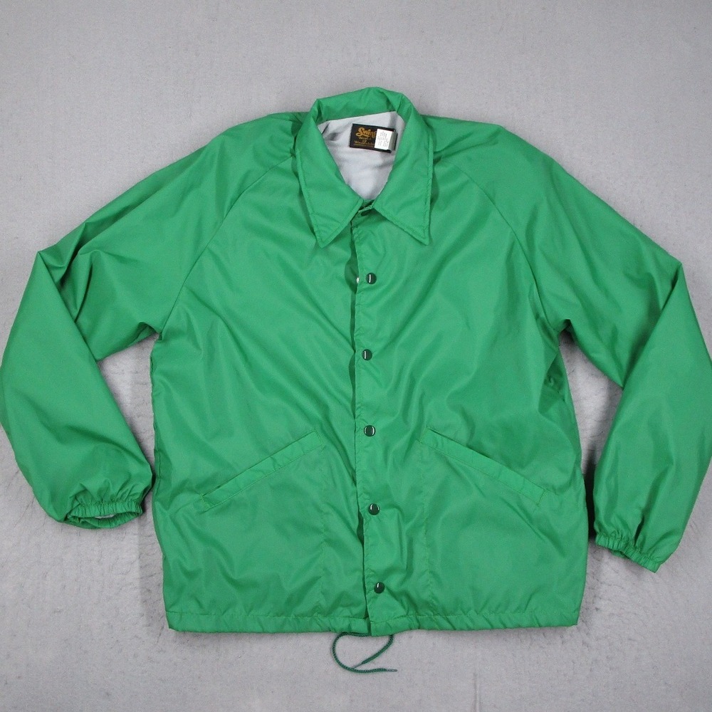 Vintage Swingster Gong Show Movie Coaches Jacket Men Large Green 80s Nylon Lined